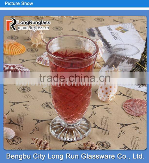 LongRun 188ml hot sell carved drinking glass /fancy fruit drinks glassware wholesale