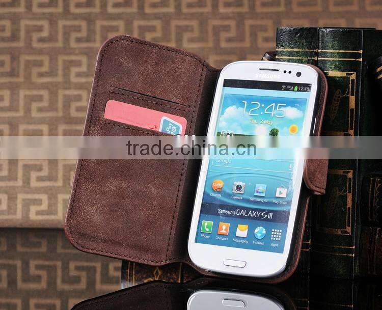 For Samsung Galaxy S3 i9300 High Quality Ultra Thin Magnetic Flip Wallet Genuine Cowhide Leather Stand Case