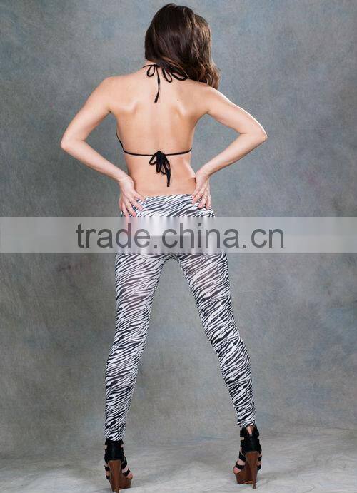 Popular design zebra printed adult women plus size legging sex spandex