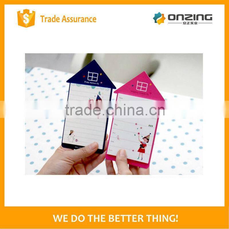 Onzing good quality die cut house shape with sticky as gifts for promotion