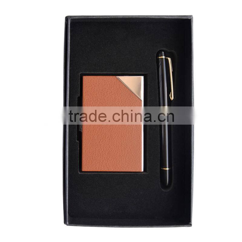 Wholesale custom logo card holder and pen corporate promotion business gift set ecutive, office stationery gift set/office set
