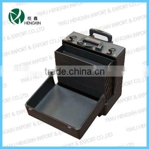 Professional aluminum cosmetic case trolley makeup train case