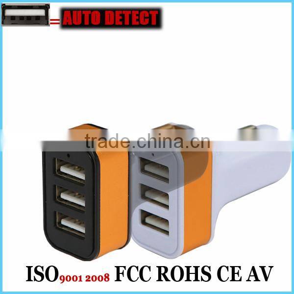 Ce rohs approved black color 24W/4.8amp auto detect dual usb car charger