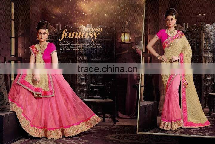 Sea Green Georgette On Net Lehenga Saree