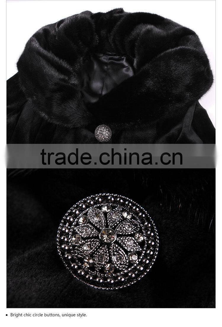 factory price plus size russian style black long mink fur coat for winter