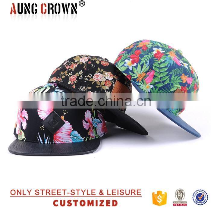 digital floral brim custom print snapback caps