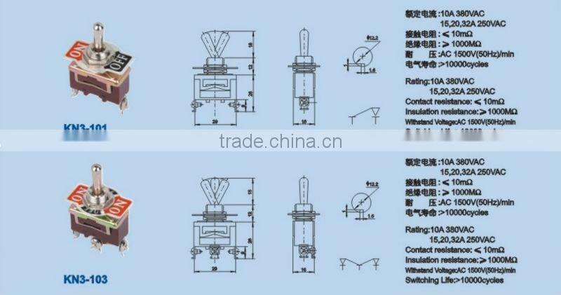 'KN1-103 on off on toggle switch