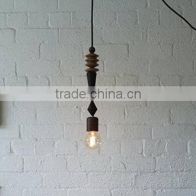 New Edison Vintage Retro Wooden Fixture Pendant Light Colorful Fabric Cable Lamp