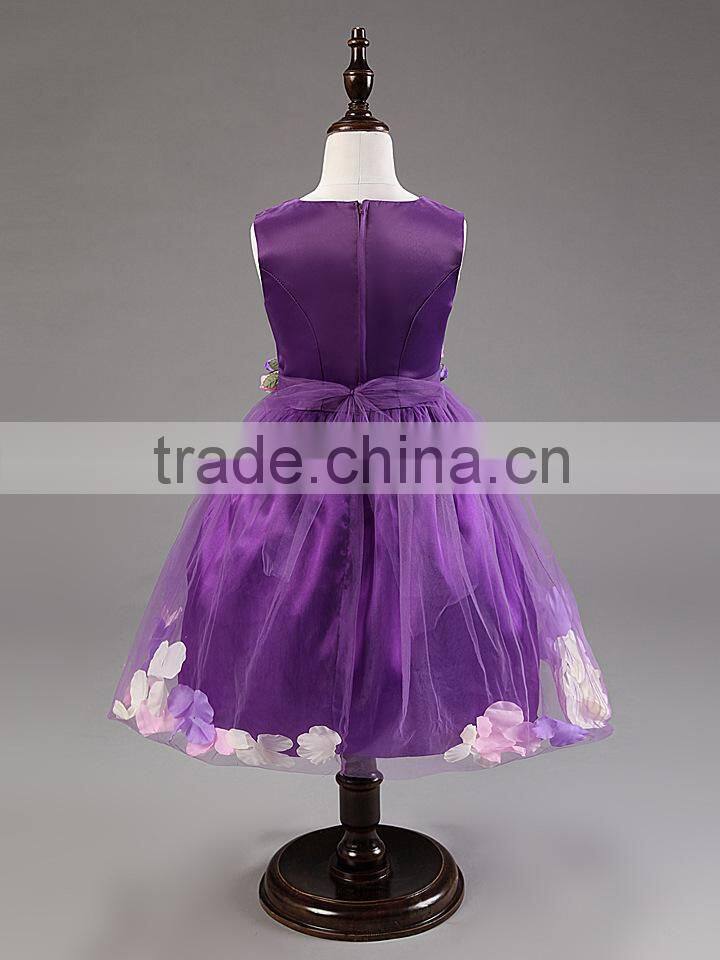 Embroidery High Quality Flower Girl Dress Ball Gown Scoop Bow Back Lace Flower Girl Dresses Kids Girl Party Wear