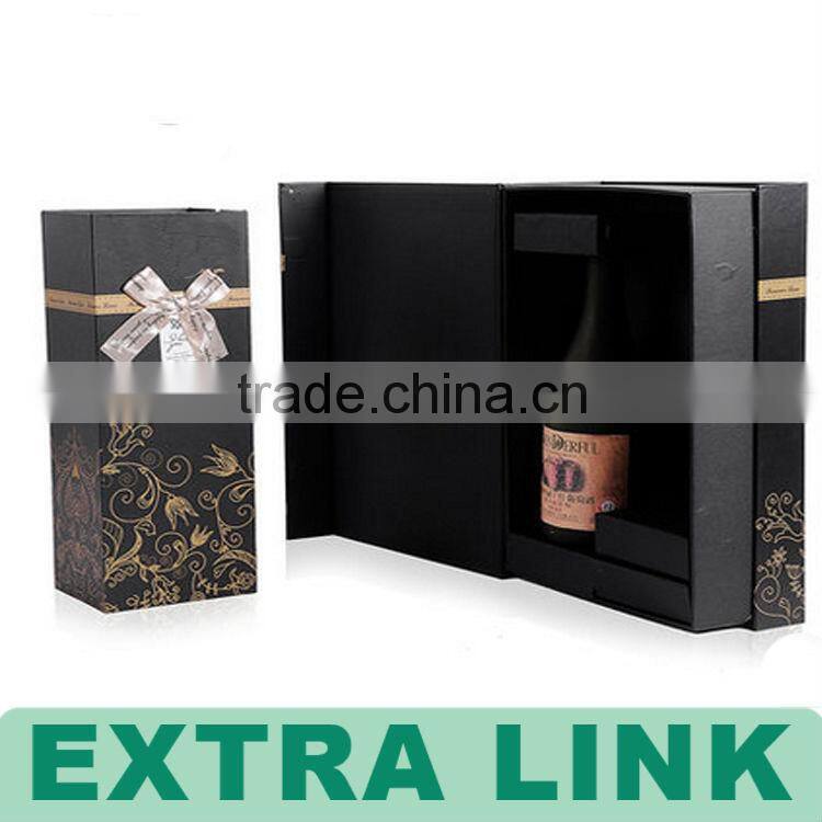 factory price custom design black carton material 6 bottle carrier wine package
