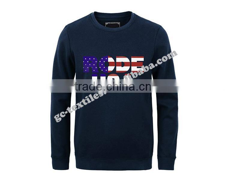 Men's Printed Round Neck Long Sleeve Fleece Sweater