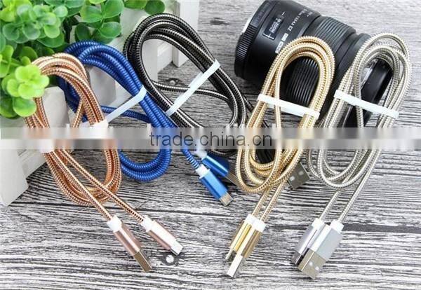 Newest spring metal mobile phone usb charger data cable for iphone