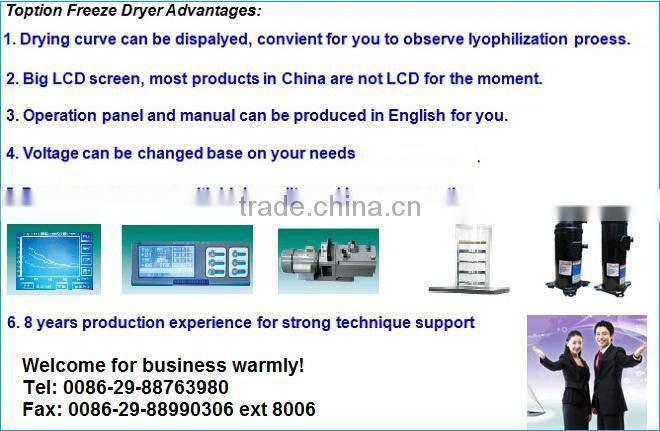 TOPT-10C Multi-pipe Lab Vacuum Freeze Dryer with 8 pieces freeze-dried bottles