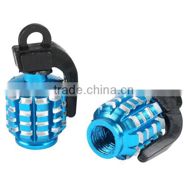 2PCS Grenade Car&Motorcycle Tyre Tire Air Valve Cap universal -Blue cool new