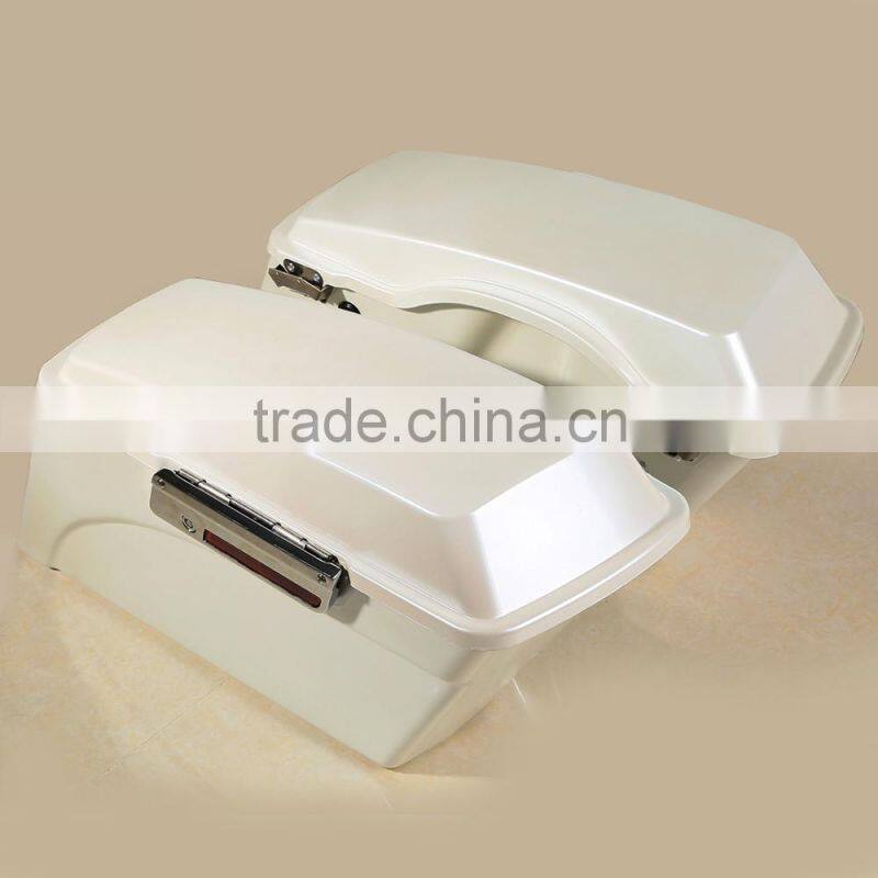 White Hard Saddlebag Trunk w/ Lid Latch For Road King Glide Softail DYNA