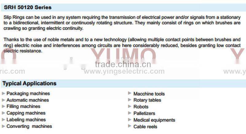 SRH50120-18P 36S YUMO 54rings 380VAC 240VDC Through Bore Slip Ring