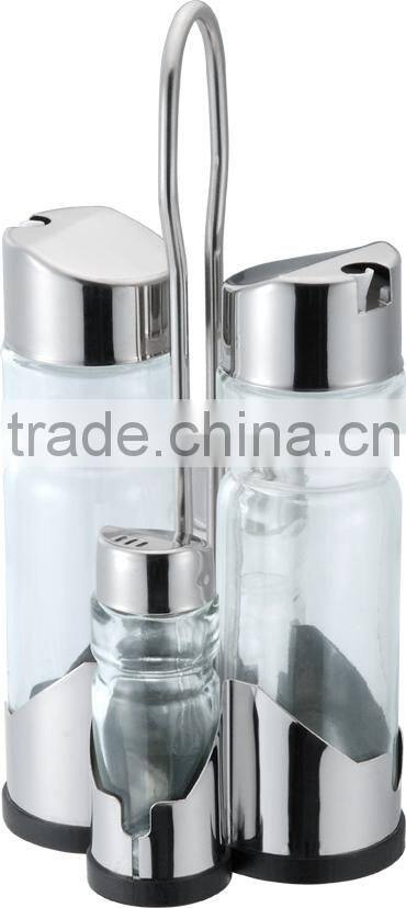 4 Pieces Salt And Pepper Galss Spice Set And Oil And Vinegar Spice Set