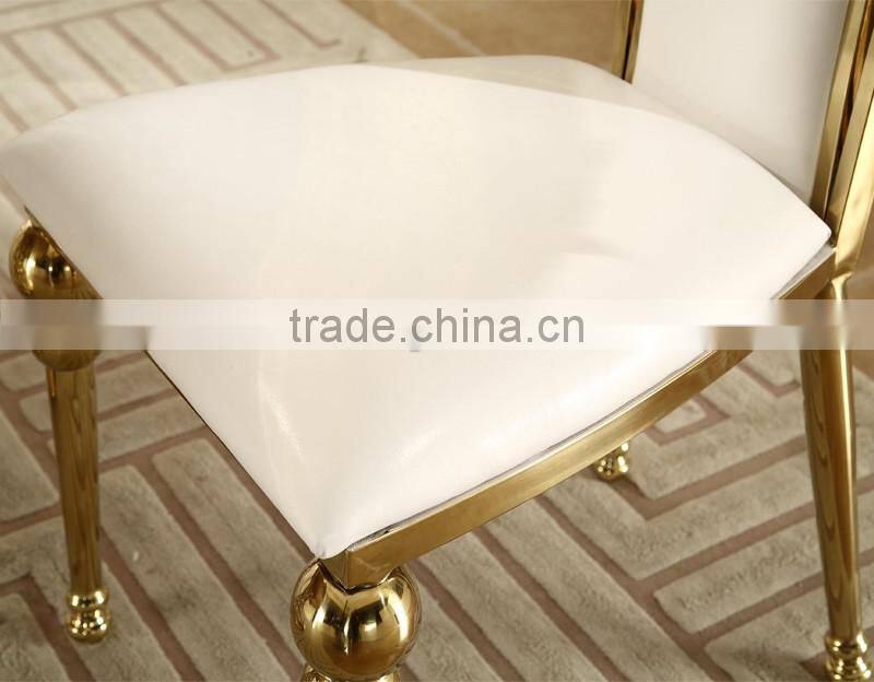 hot sale white PU golden stainless steel wedding chair