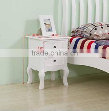 Set of Two Small Traditional Style Bedside Table in White