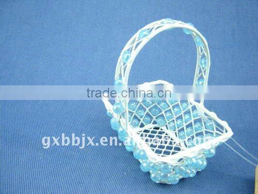 Square/Rectangle wire decorative with blue and purple pearl small easter basket gift basket