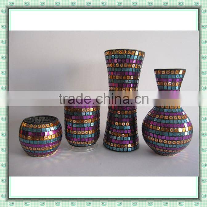 Wedding Favors Unique Home Ornament Antique Purple Shaped Tall Mosaic Decorative Vases