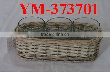 mini willow candle holder with bottle