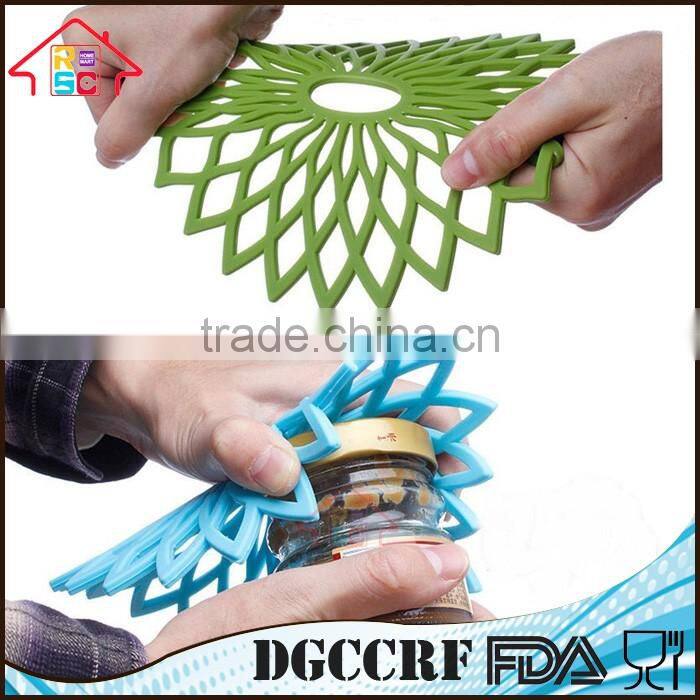 NBRSC Flexible Durable Non Slip Silicone Multi-Use Flower Trivet Pot Holder Mat Set of 3