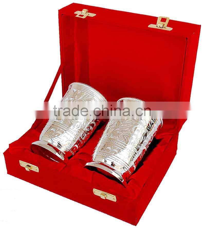 Precious Gift Set Of Silver Plated Glass