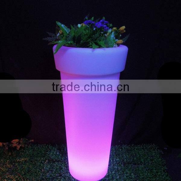 Plastic white PE illuminated outdoor furniture, illuminated led flower pot, glowing led ice bucket