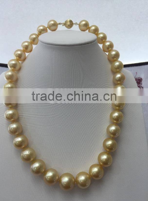 13-14mm gold South Sea Pearl with 14K Gold clasp necklace