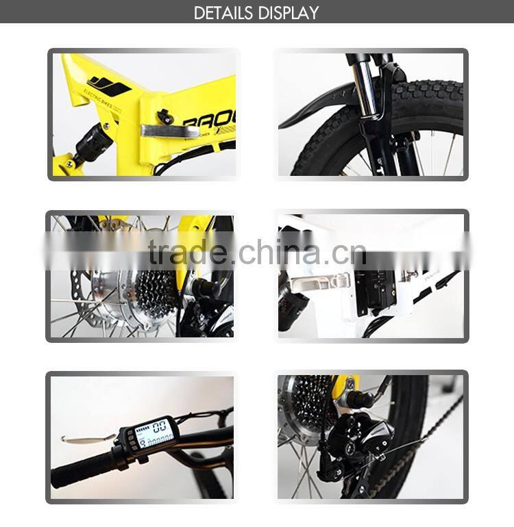 20 inch electric folding bike mountain electric bike full suspension mountain electric bike