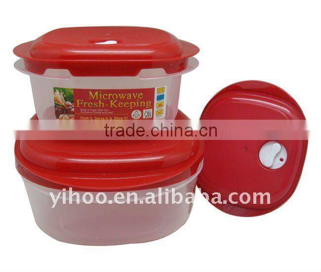 3PCS Plastic Microwave Safe Kitchen Container Set
