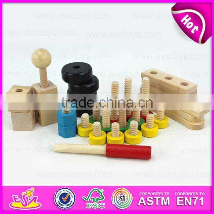 2015 Funny play Wooden Montessori DIY screws toy,Wooden Kids Toy Screw Nut Combination,Wholesale cheap wooden screws toy W03C012