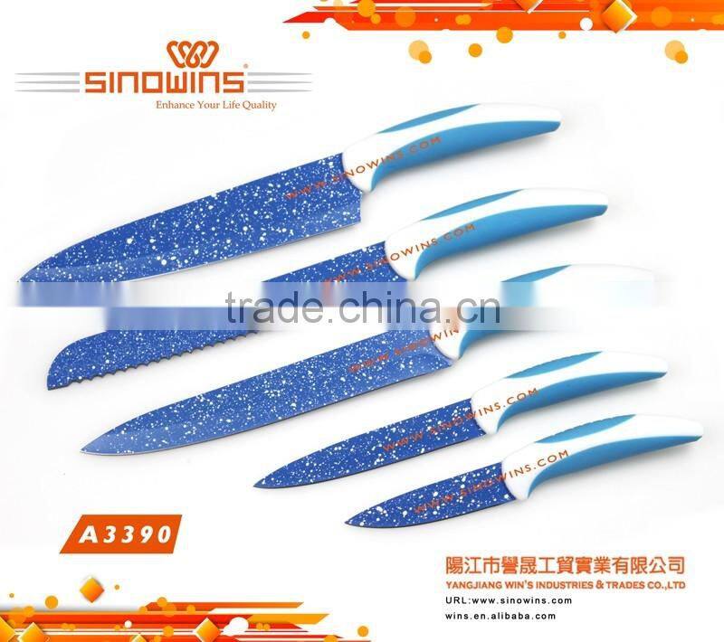 A3405-1 Good Quality Stainless Steel Kitchen Knife Set with Titanium plated