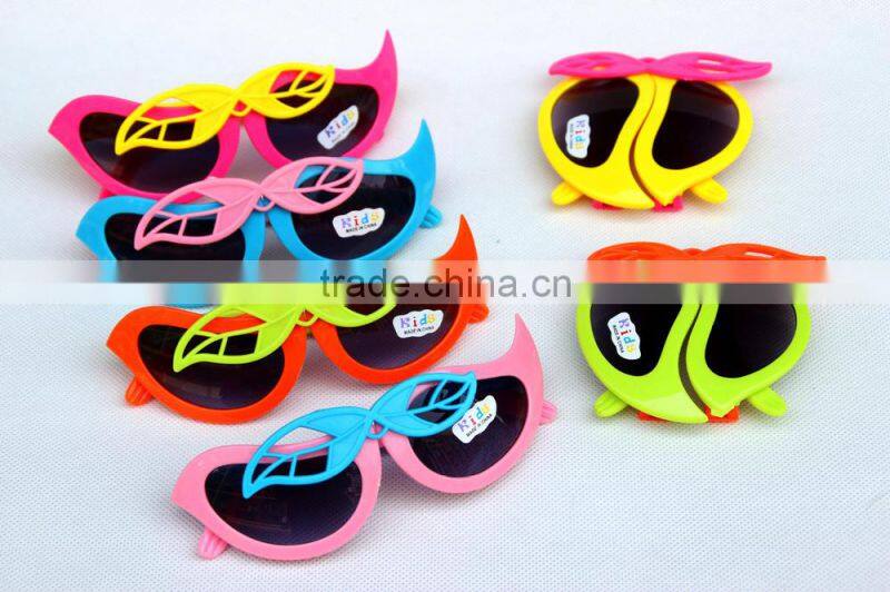 Leaves Shape Kids Glasses Folding Kids Sun Glasses Fashionable Folding Plastic Sunglasses