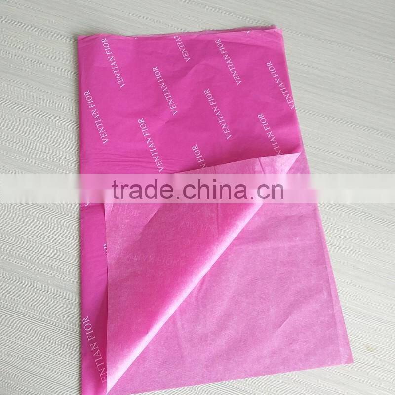 Customized pink tissue paper with different color logo