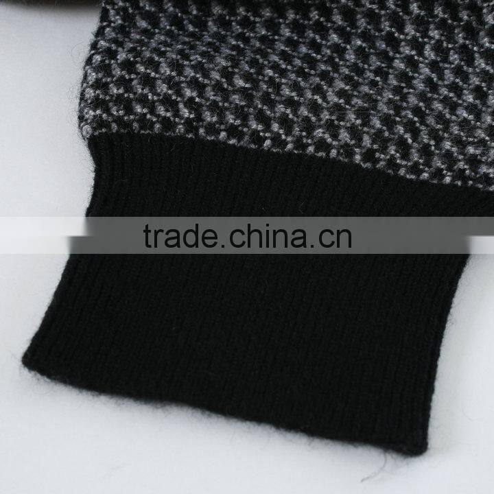 Houndstooth pattern jacquard sweater knitting machine for V-neck pullover sweater ,jacquard knitting fabric for men sweater