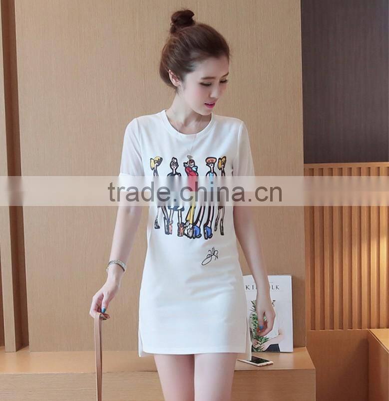 Plus size good quality fashion new arrival printed women t shirts and girl T-shirt dresses
