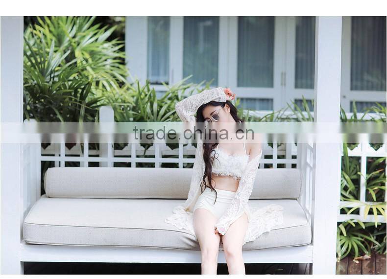 China Distributors Latest design solid sexy mesh swimwear white