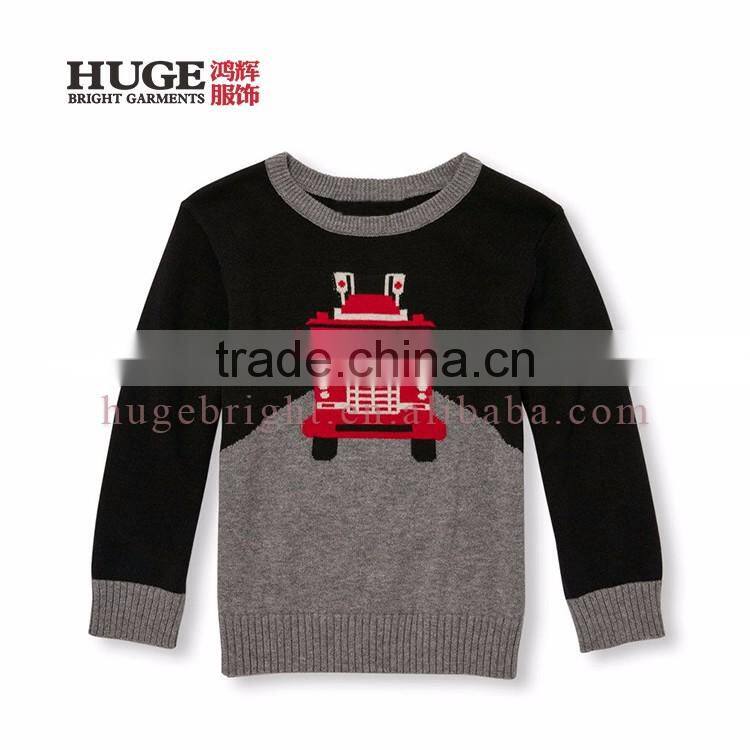 Boys Long Sleeve Fire Truck 100% Cotton Handmade Baby Sweater