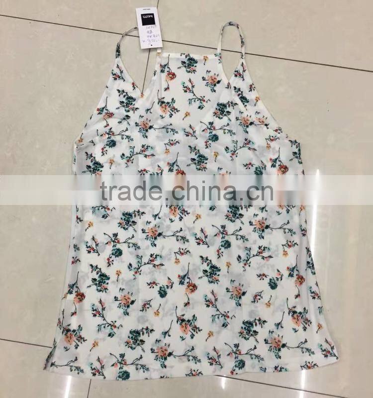 Yiwu surplus inventories women fashion sexy flower printing tank top