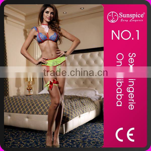 New Arrival Blue Color Garter Belt Lingerie Sexy Hot Transparent