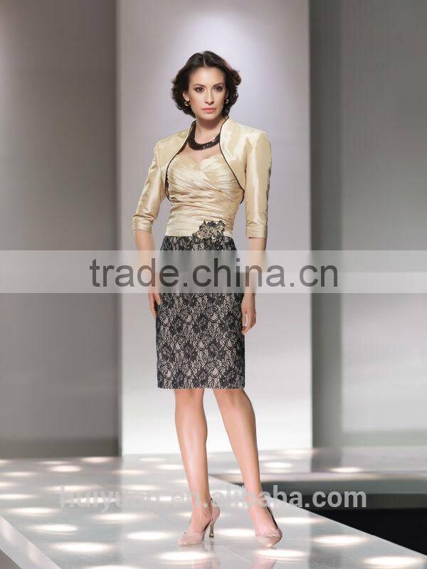 formal two color combine evening lace casual dress for women