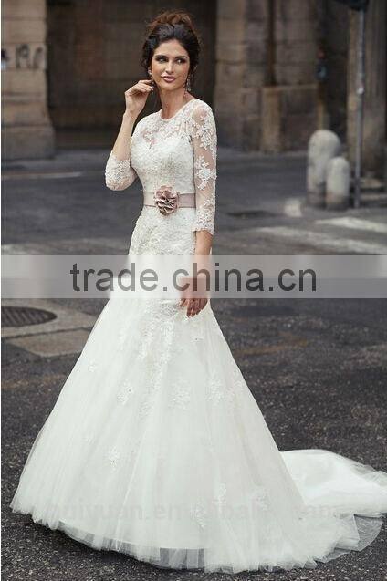 lace long sleeve ball gown high neck wedding dress pattern 2015