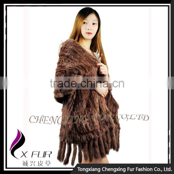 CX-B-01D 2016 Wholesale Stock Knitted Pocket Scarf Rabbit Fur Lady Fur Shawl