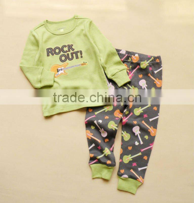 2011 autumn baby clothes set 100% cotton embroider pajamas