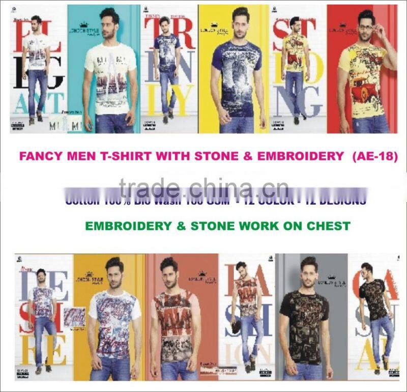 NEW DESIGNER WEAR T-SHIRT WITH EMBORIDERY & STONE WORK FOR MEN
