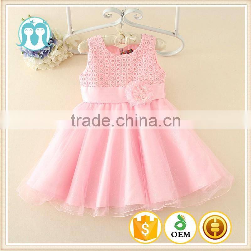 Best selling India and Pakistan Clothing child Pink Flower wedding dress vintage sweet girl party dresses