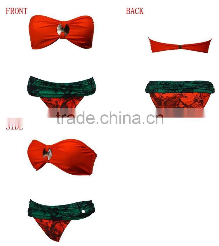 Unique Design Orange Strapless Sexy Womens Bikini Swimsuits/Swimsuits for women