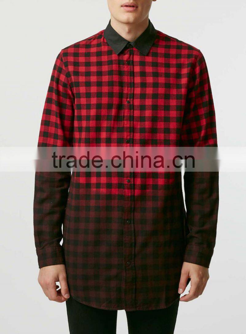 mans extra long plaid dyed shirts latest design